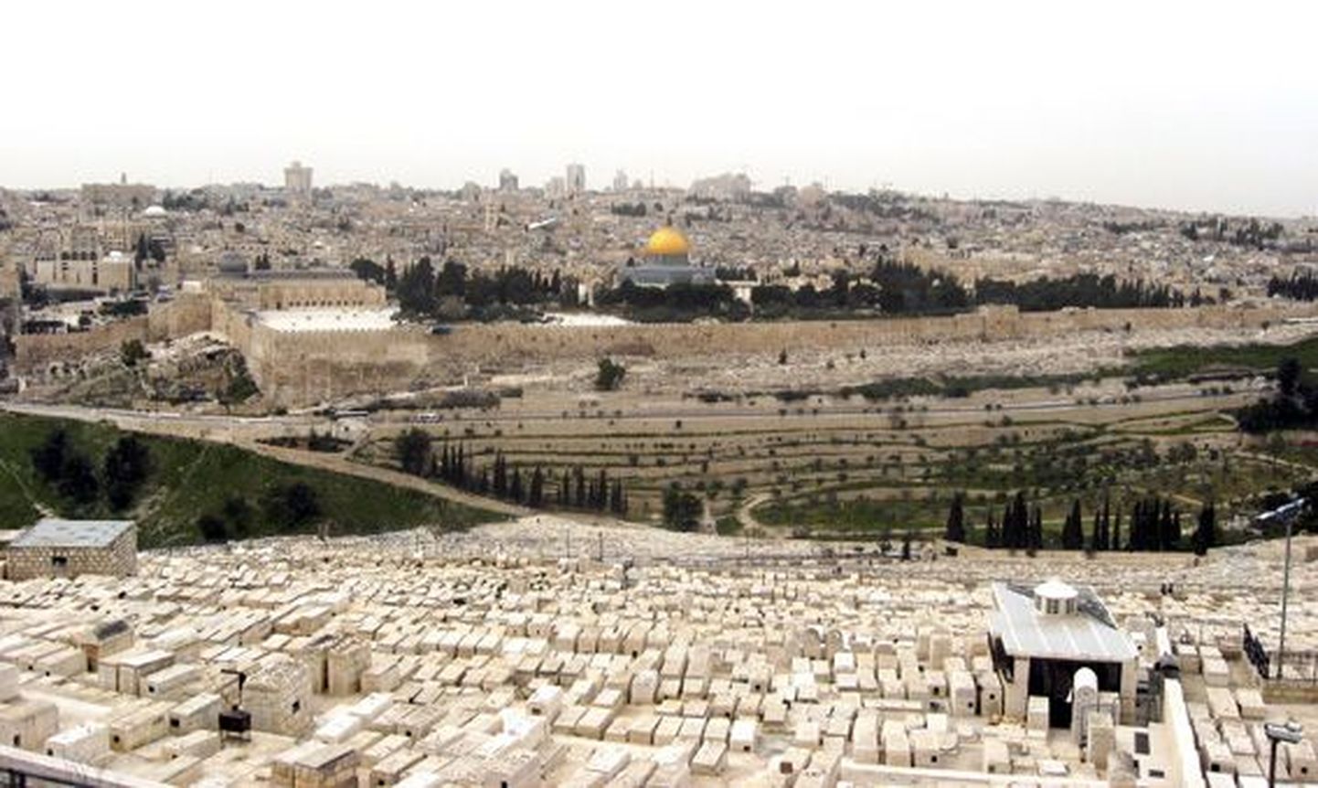 Õlimäelt avaneb vaade Jeruusalemma vanalinnale. Linnamüüride ette jääb valgete kivikrüptidega iidne kalmistu.