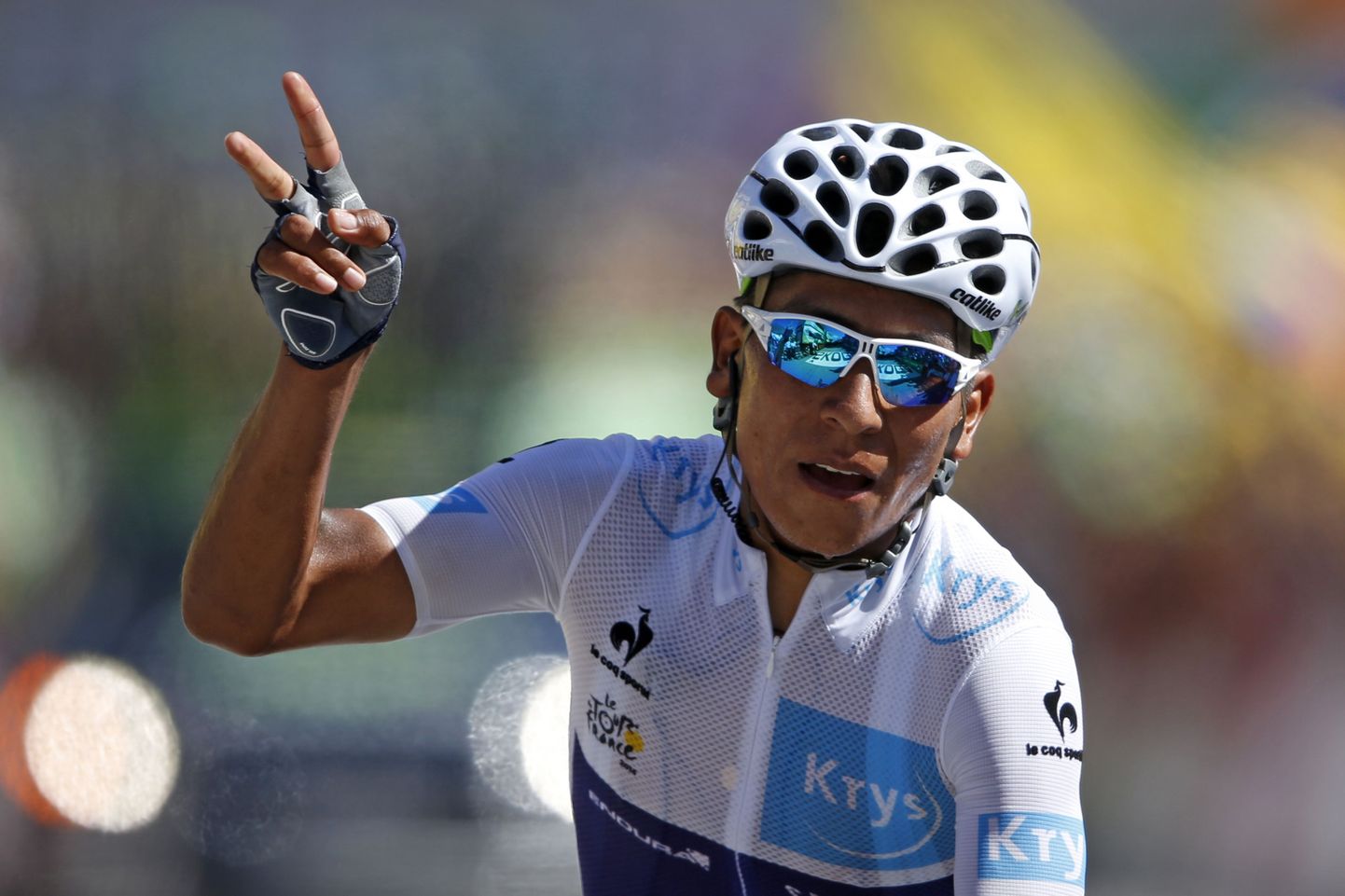 Nairo Quintana eilse etapi lõpus.