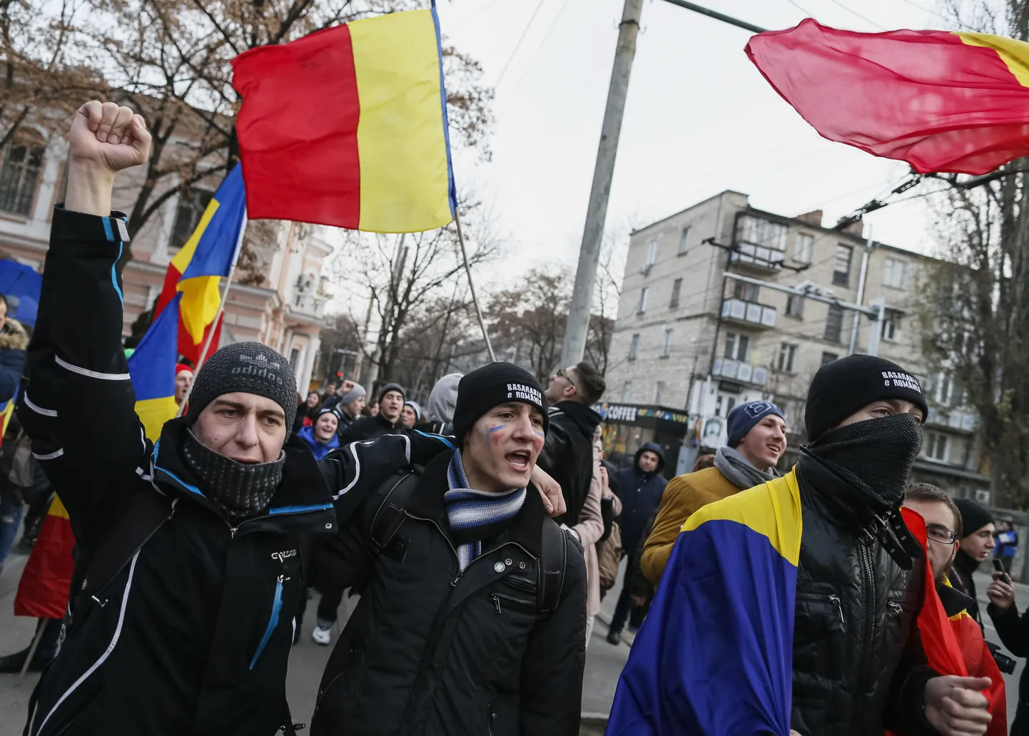 Iga-aastane demonstratsioon Chișinăus, kus nõuti Moldova ja Rumeenia ühinemist. Foto on tehtud 1. detsembril.