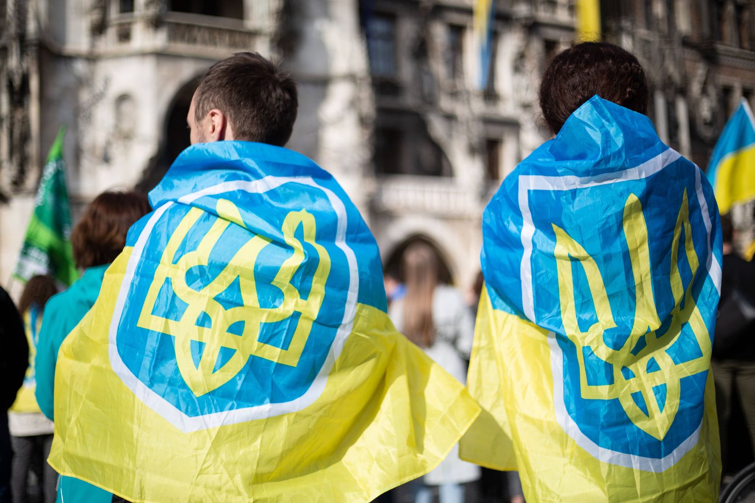 Münchenis aprilli lõpus asetleidnud demonstratsioon, kus rahvas protesteeris Venemaa gaasi ja nafta ostmise vastu sellel ajal kui Ukrainas sõda käib
