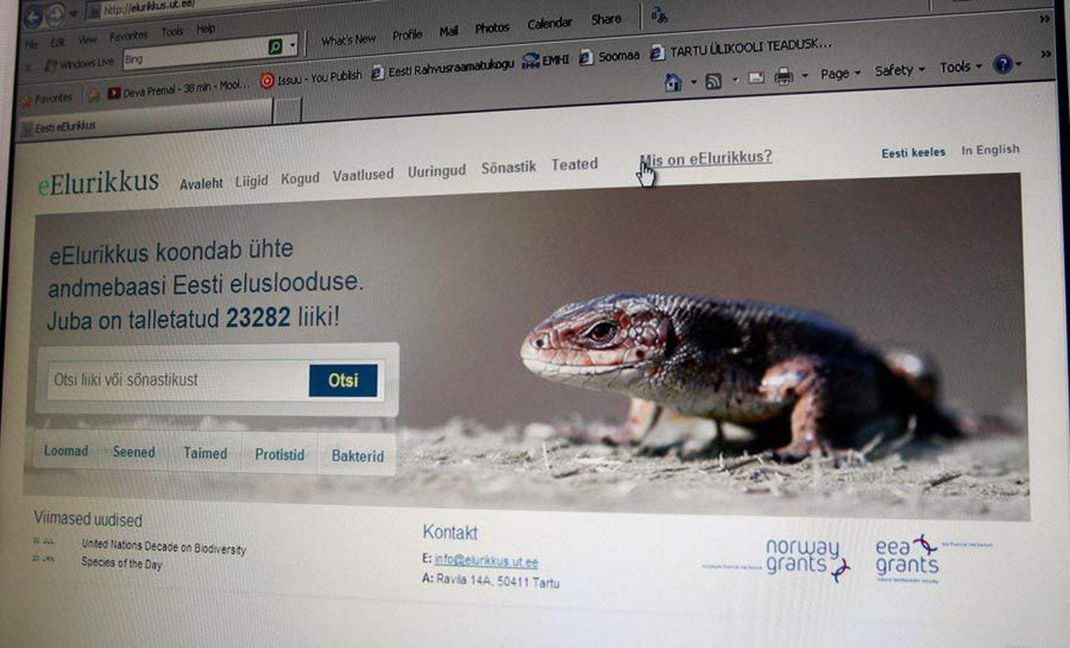 Eesti elusloodust käsitlevasse portaali on praegu talletatud juba 23 282 liiki.