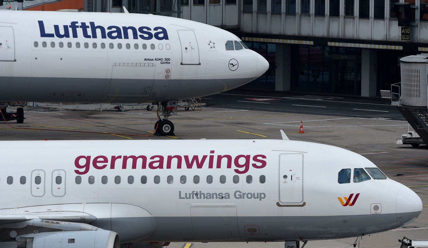 Lufthansa ja Germanwingsi logoga lennukid.