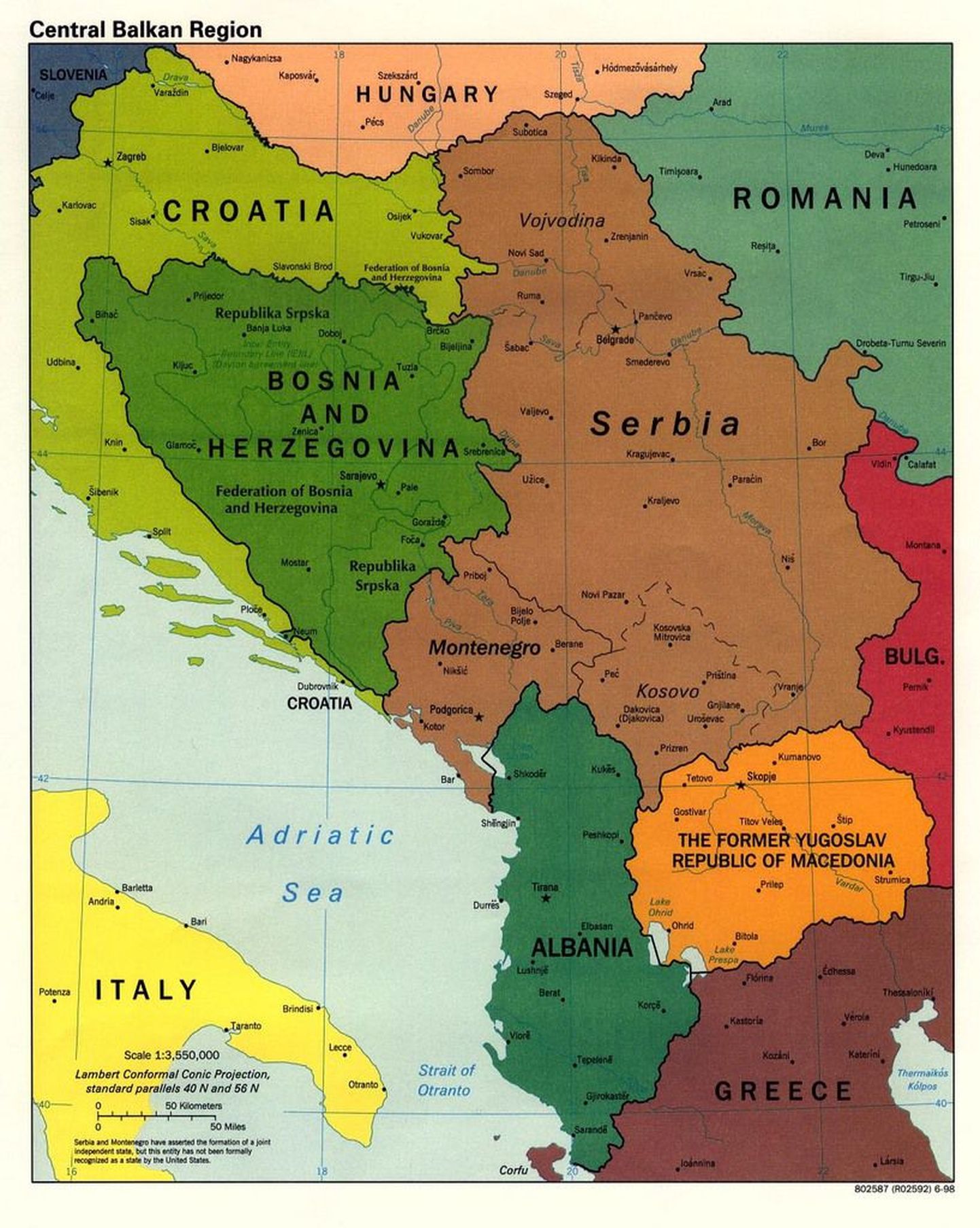 Balkani maade kaart. .