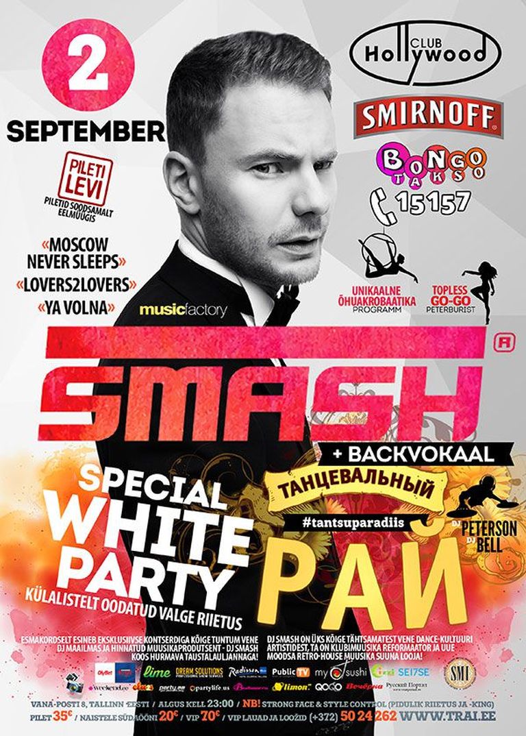 Tantsuparadiisis special WHITE PARTY ja Venemaa kuulsaim DJ SMASH!