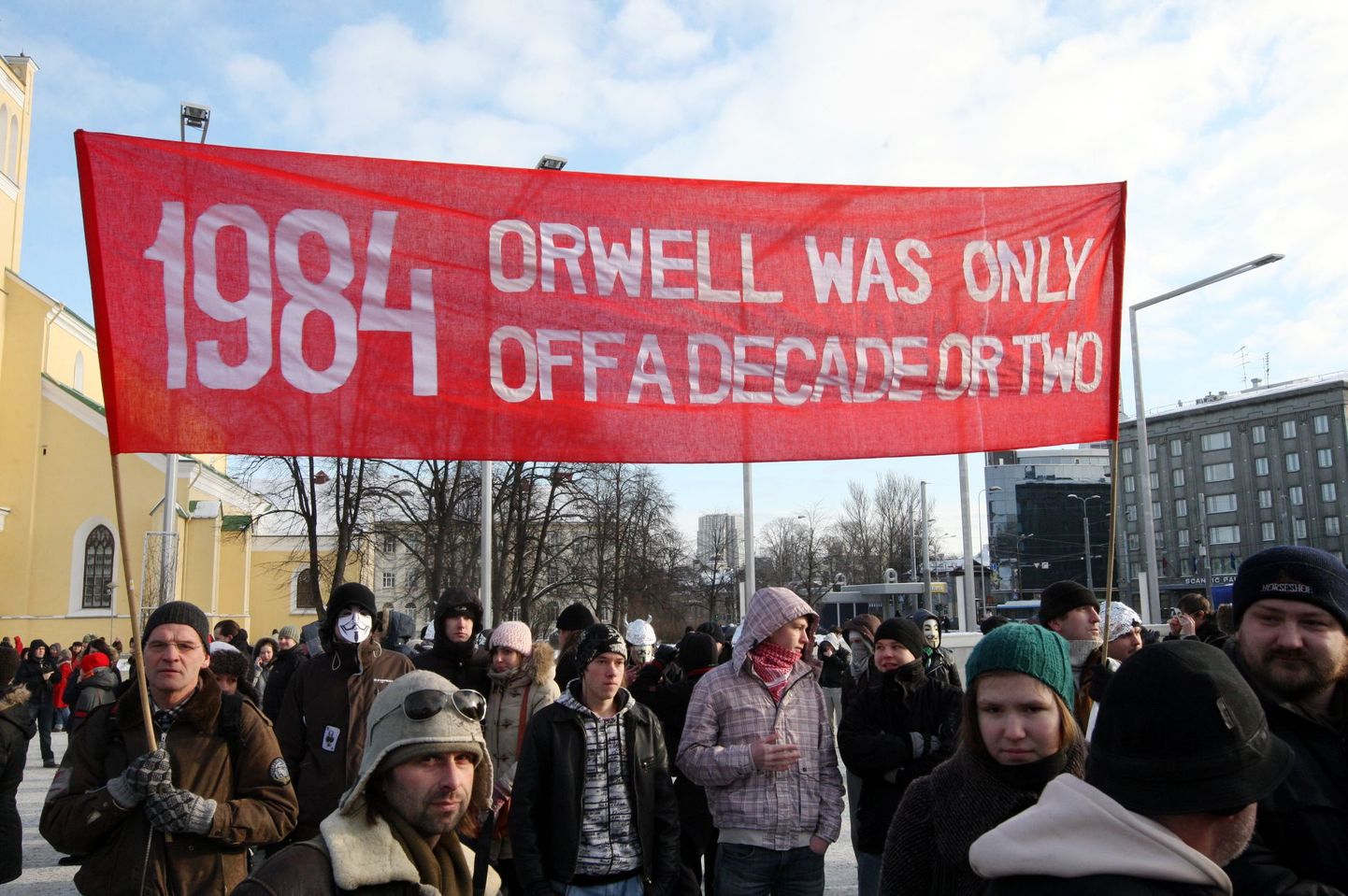 ACTA meeleavaldus Vabaduse väljakul 12. veebruaril 2012.