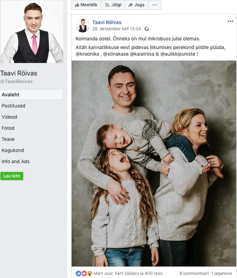 Nunnu perepildiga pole probleem saada enam kui 400 laiki, endine peaminister reformierakondlane Taavi Rõivas valdab seda kunsti.
