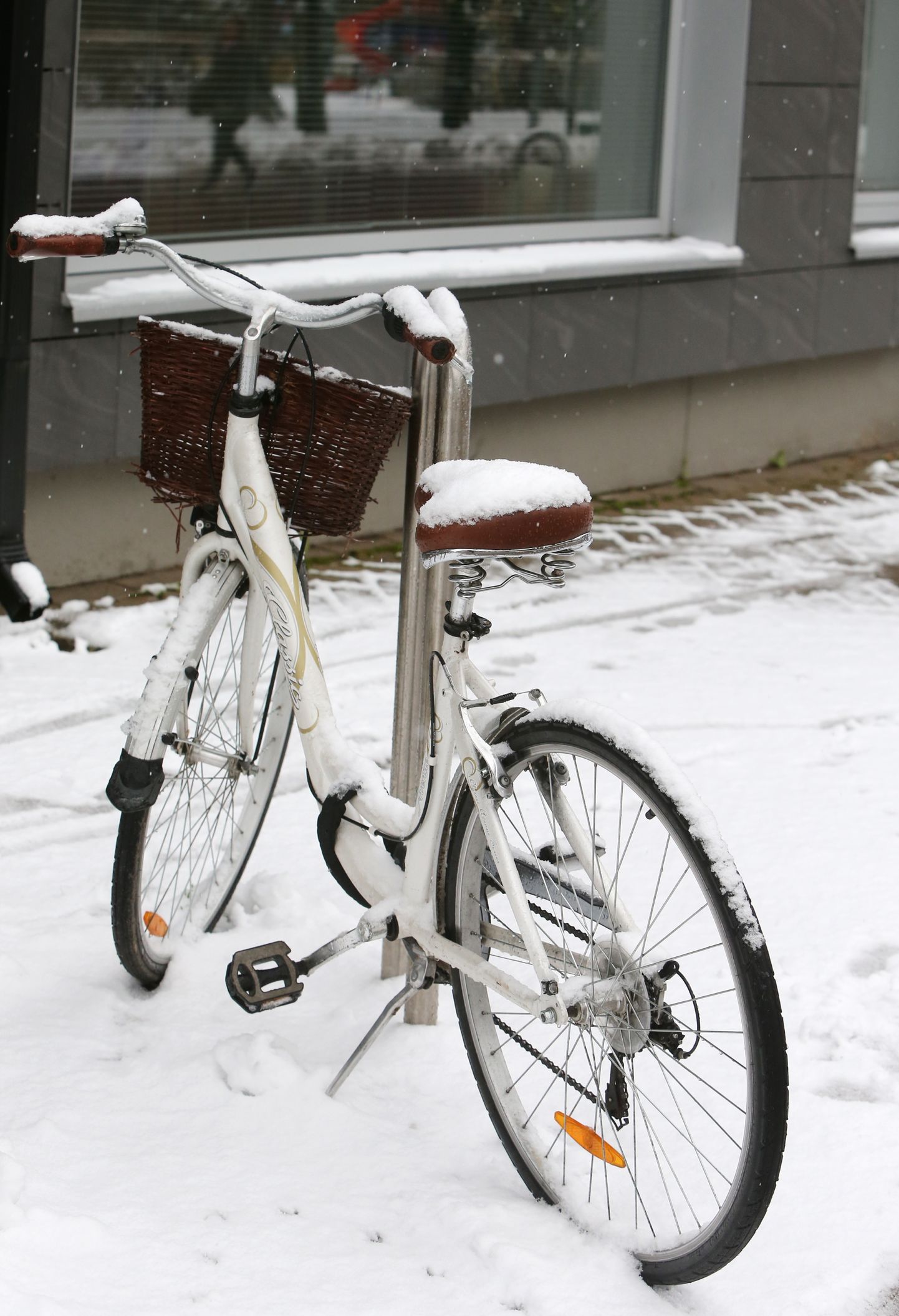 Jalgratas lumises Tartu kesklinnas. Pilt on illustreeriv.