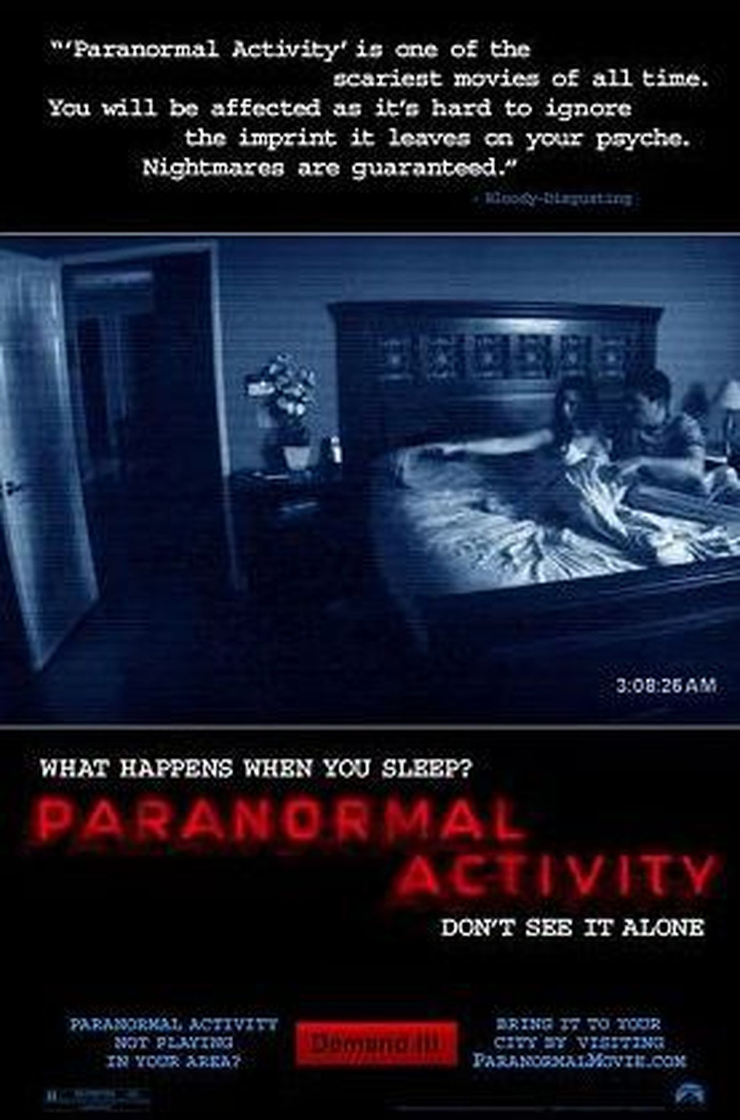 Filmi «Paranormal Activity» reklaamplakat