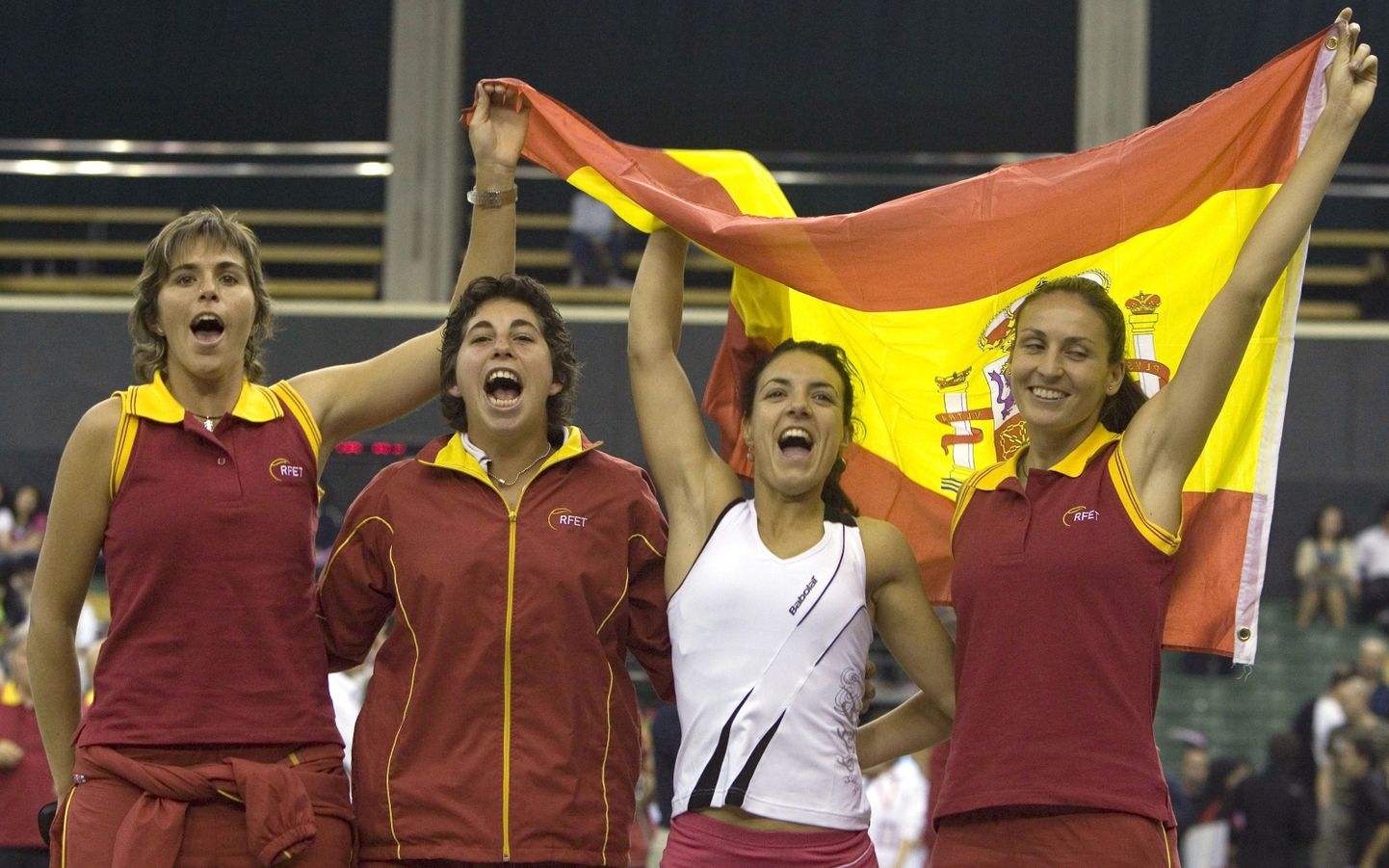 Hispaanlannad Maria-Jose Martinez Sanchez (vasakult), Carla Suarez-Navarro, Nuria Llagostera Vives ja Arantxa Parra-Santonja.