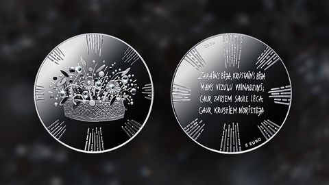 Latvijas Bankas jaunā kolekcijas monēta veltīta līgavas vainagam