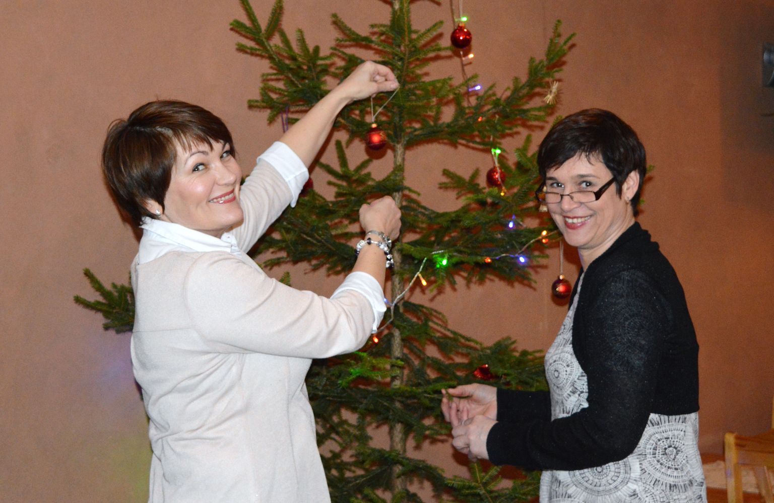 Särab kuusk ja särab tuba. Tänaseks minevikuks saanud 2015. aasta jõulud olid Cotze söögimajale ja selle perenaistele Kristi Väärtmaale (vasemal) ja Karin Väänale lootuspäraselt töörohked.