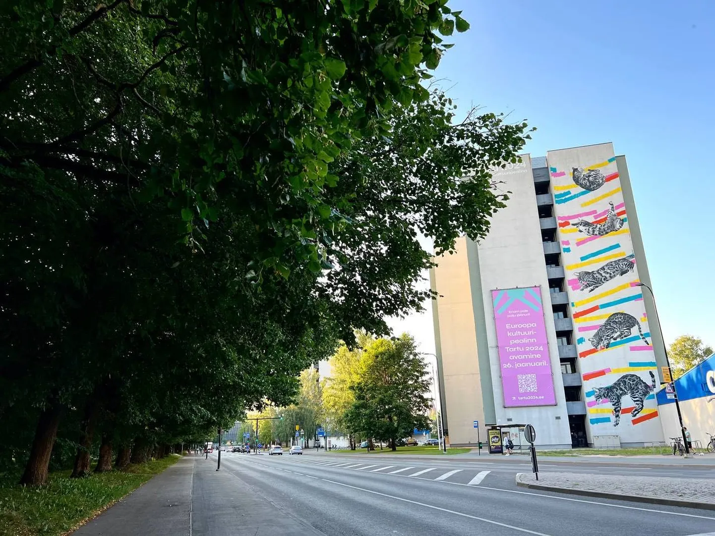 Tartu Narva maantee ühiselamu uus seinamaaling.