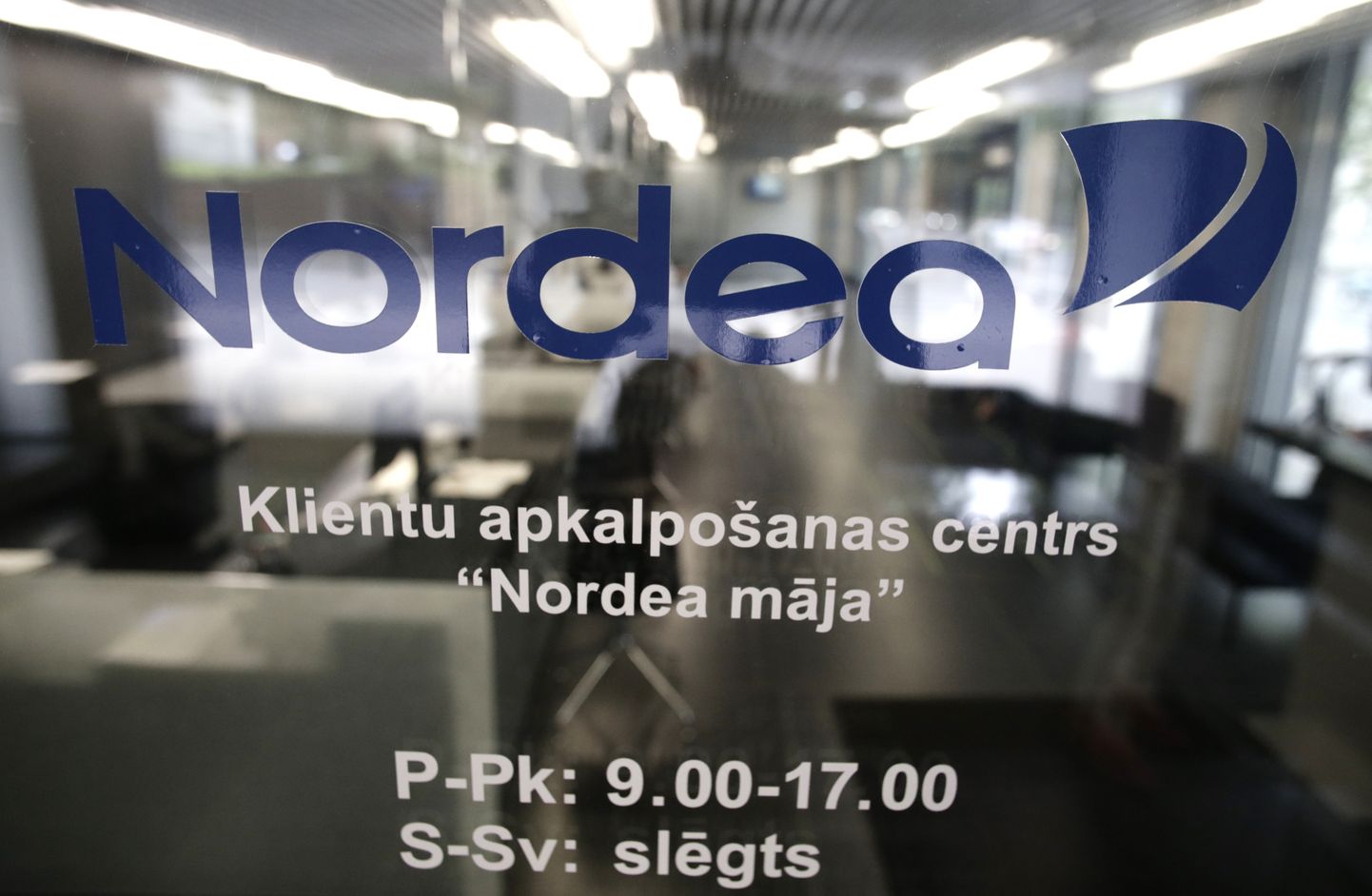 Pilk põhjamaise Nordea kontorile Riias 10. juunil 2013.