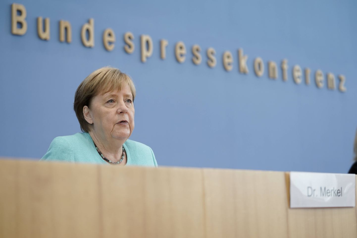 Saksa kantsler Angela Merkel iga-aastasel suurel pressikonverentsil Berliinis.