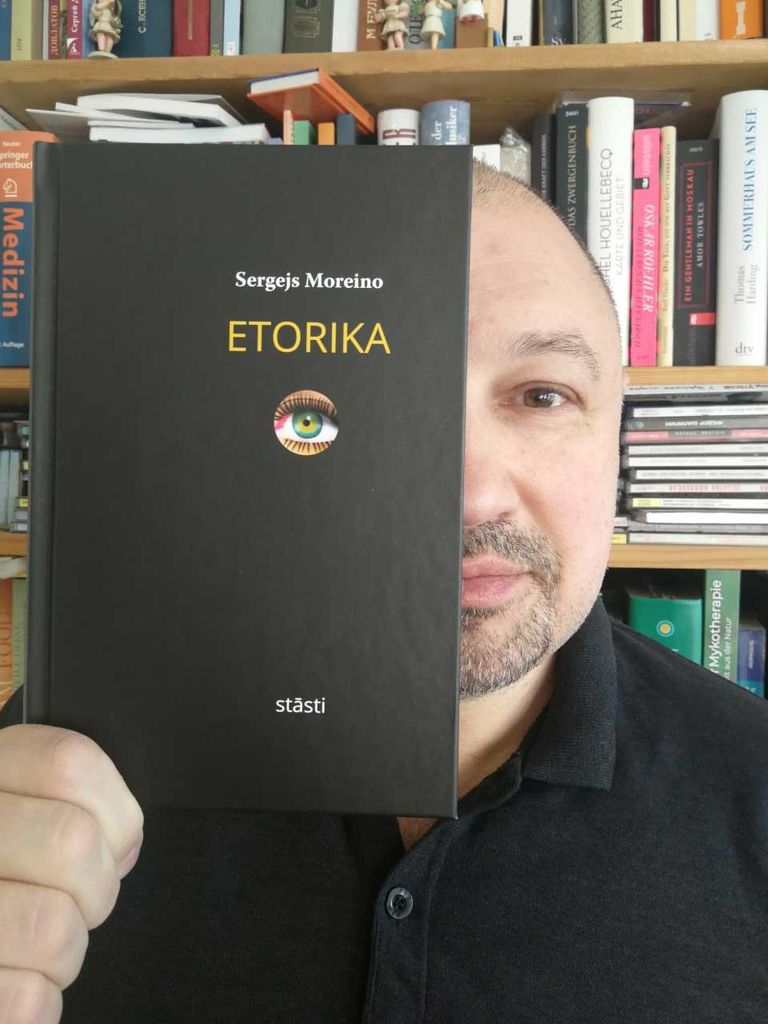 "Etorika" – jauns Sergeja Moreino stāstu krājums (Sergeja Moreino vāka dizains)
