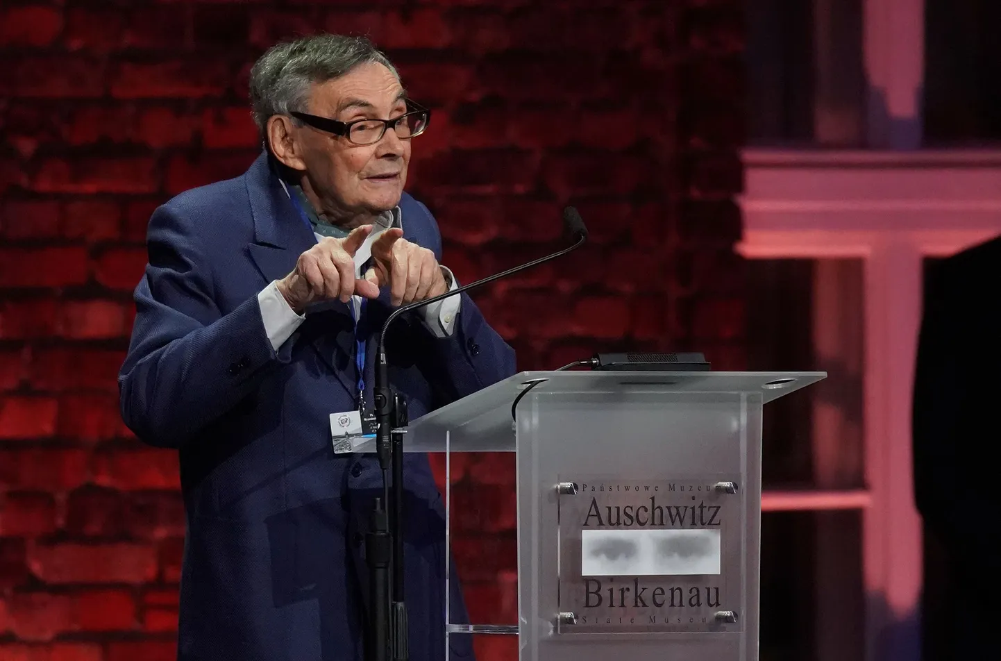 Marian Turski Auschwitz-Birkenau surmalaagris selle sulgemise 75. aastapäeval 27. jaanuaril 2020.