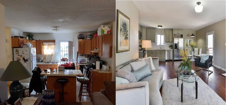 Köök-elutuba enne ja pärast. Foto: