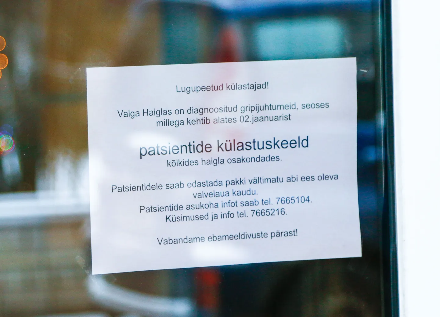 Valga haigla kehtestas 2. jaanuarist patsientide külastuskeelu gripi tõttu.