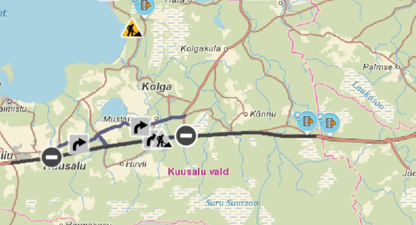 Liikluspiirang Tallinna–Narva maanteel.