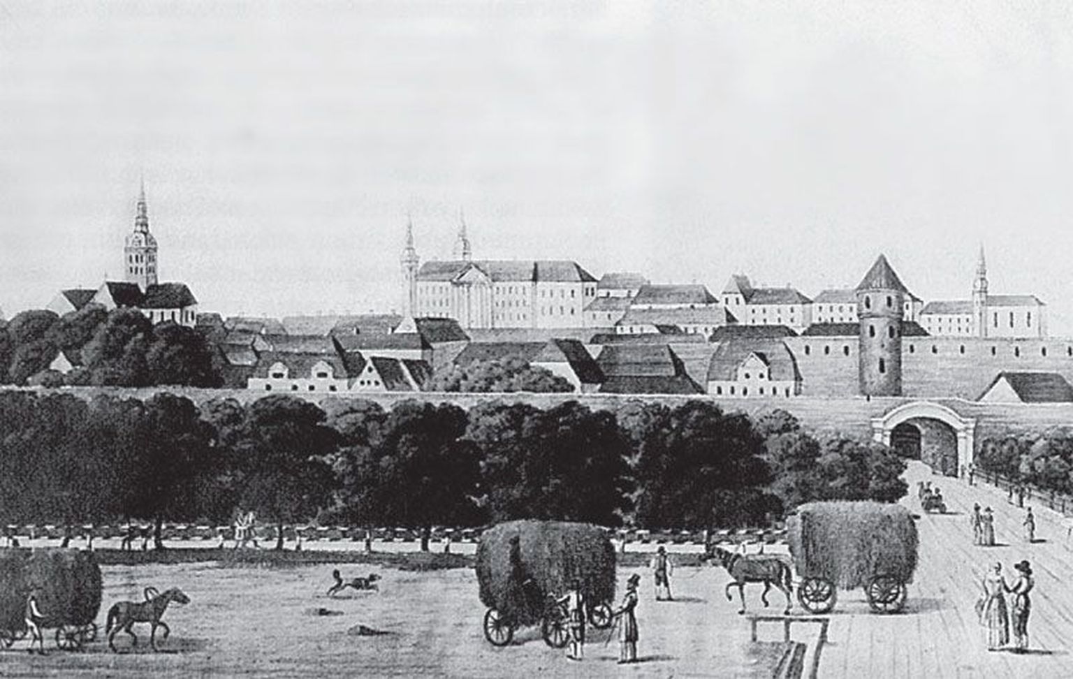 Viru värava vallivärav 1835. aasta joonistusel.