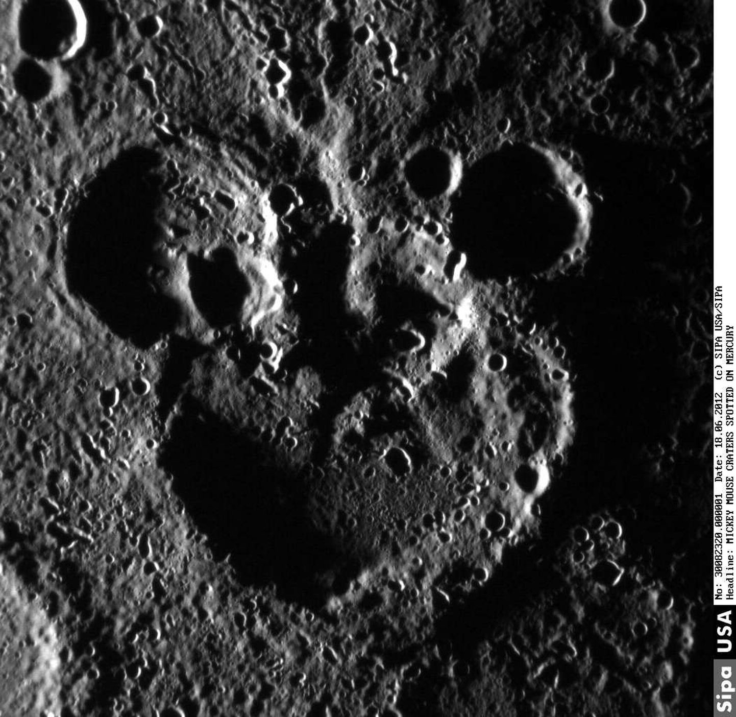Merkuurilt leitud kraater sarnaneb Miki Hiirele.