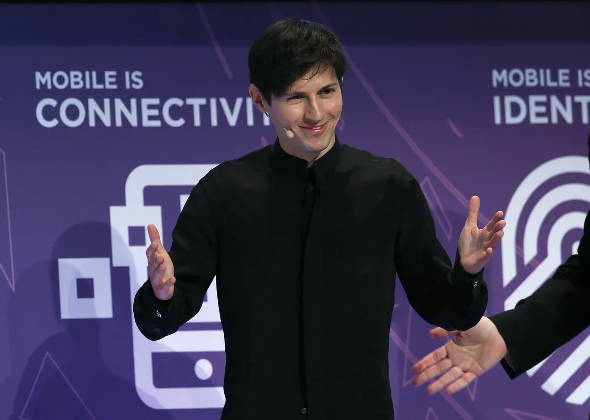 Telegram's founder and CEO, Pavel Durov, is giving a speech at the Mobile World Congress in Barcelona, Spain, on February 23, 2016.