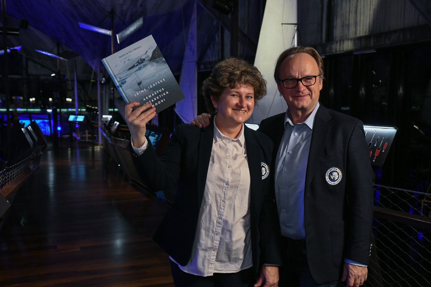 Antarktika reisi kirjeldava raamatu autorid Maris ja Tiit Pruuli raamatuesitlusel Meremuuseumi Lennusadamas.