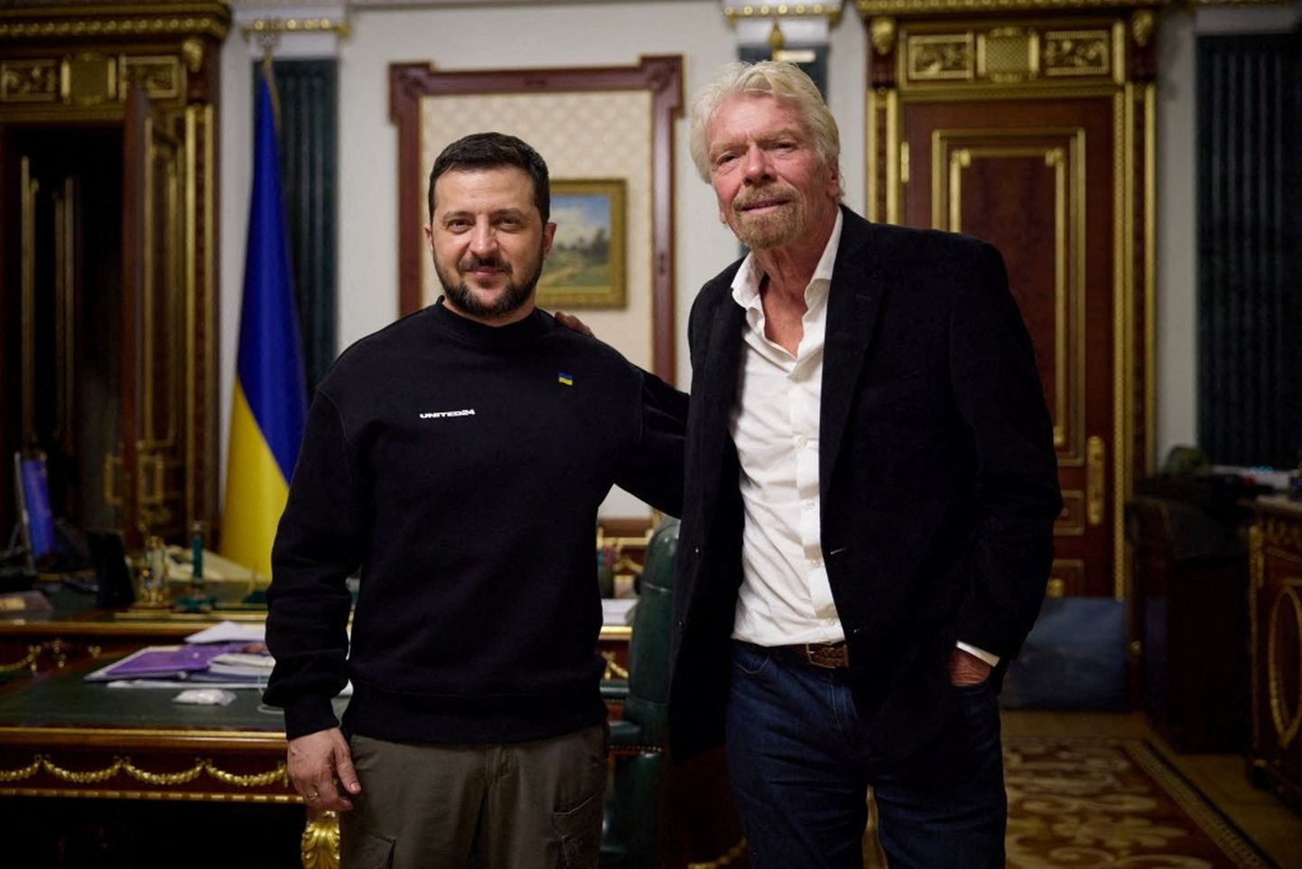 Volodõmõr Zelenskõi koos Richard Bransoniga Kiievis.