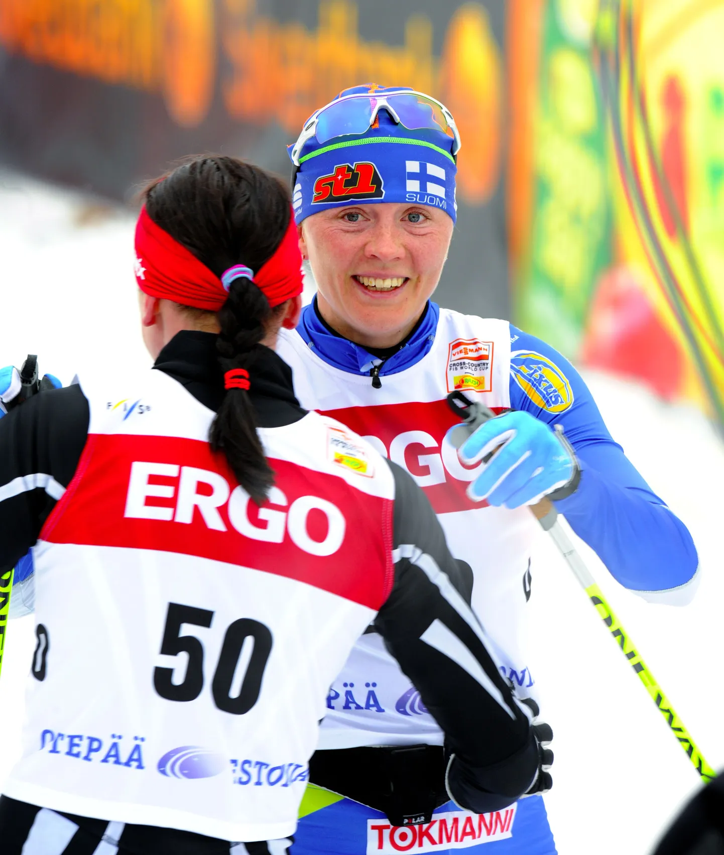 Justyna Kowalczyk (vasakul) ja Virpi Kuitunen.