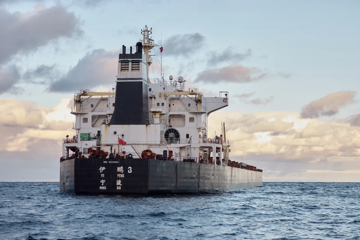 The Chinese ship Yi Peng 3, suspected in the undersea cable breakage incident, was near Danish waters in the Kattegat Strait on November 20, 2024.