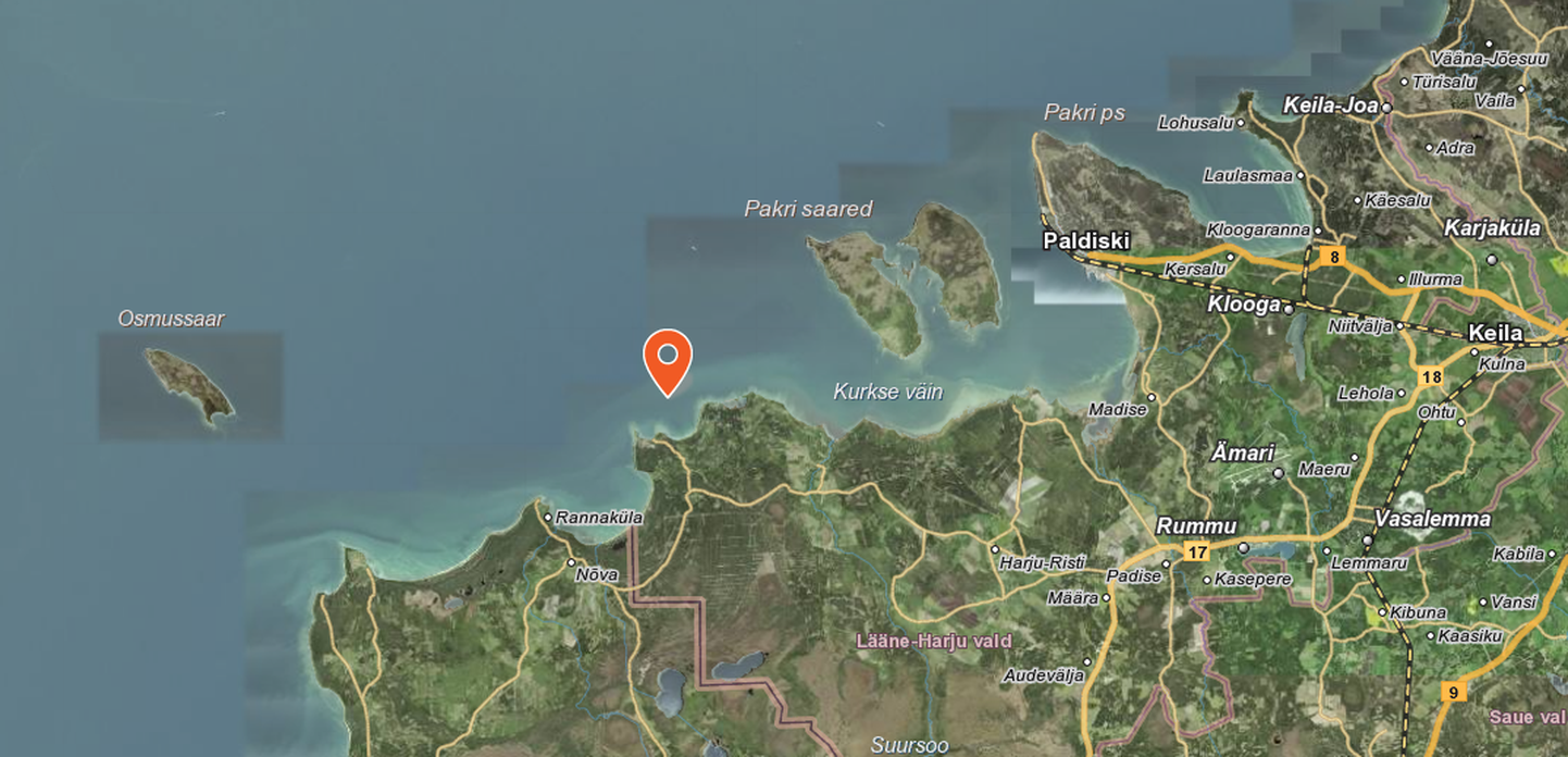 Maavärin toimus Alliklepa lahe suudmeala all Pakri saartest läänes.