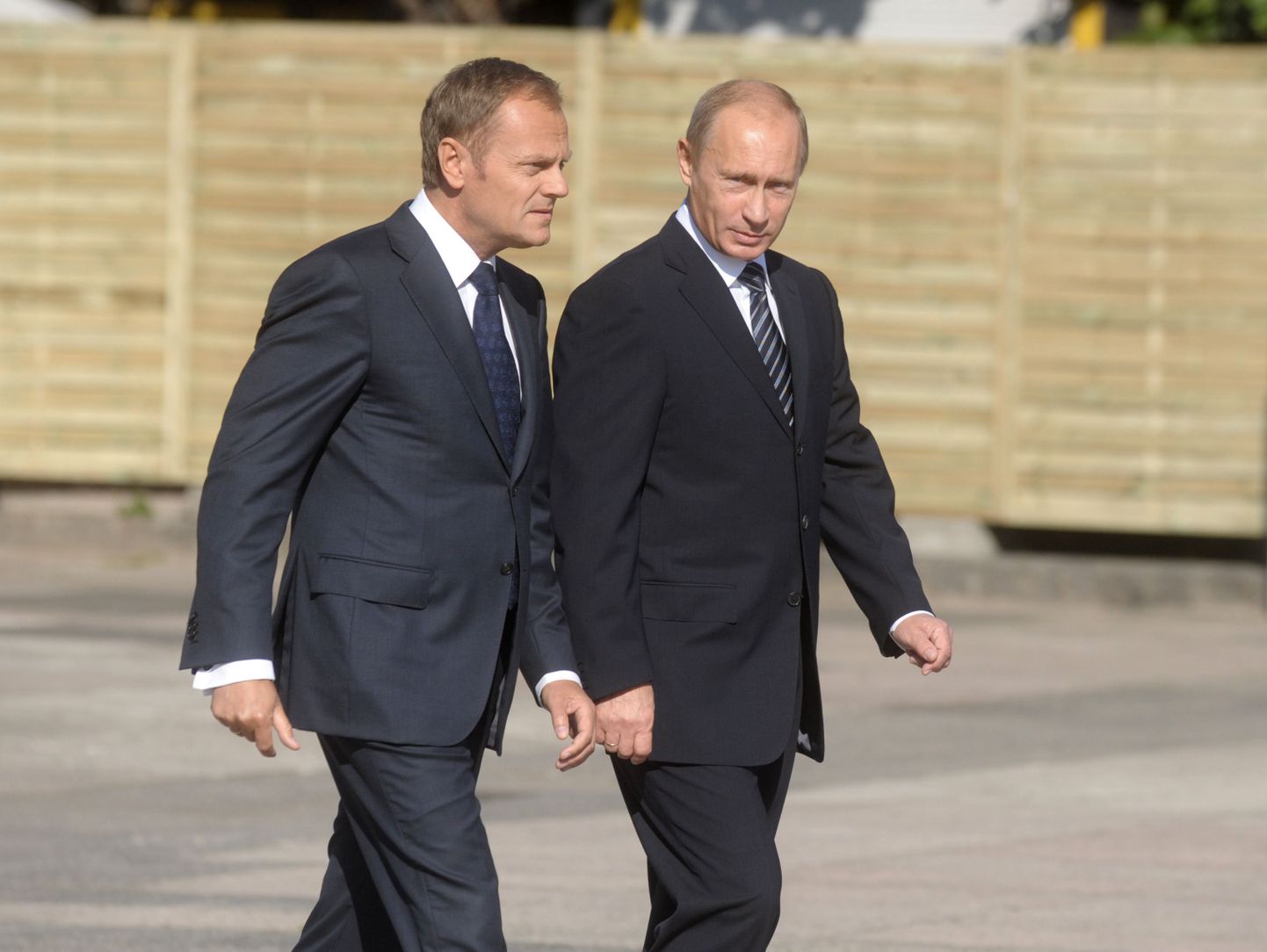 Путин и Туск. Встреча премьеров России и Польши 1 сентября 2009 года.