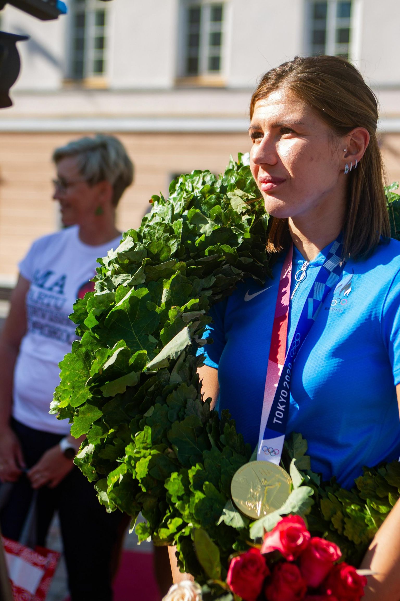 Olümpiavõitja Julia Beljajeva vastuvõtt Tartu Raekoja platsil.