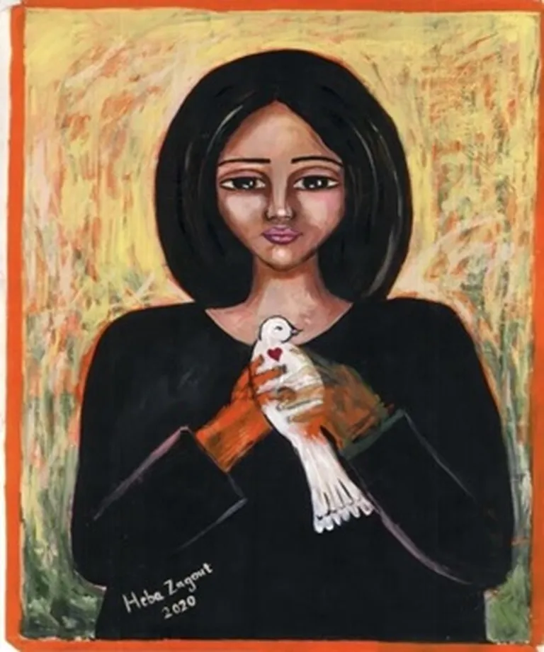 Palestiina kunstnik Heba Zagout hukkus koos oma kahe väikese lapsega Iisraeli õhurünnakus Gaza sektoris reedel, 13. oktoobril.