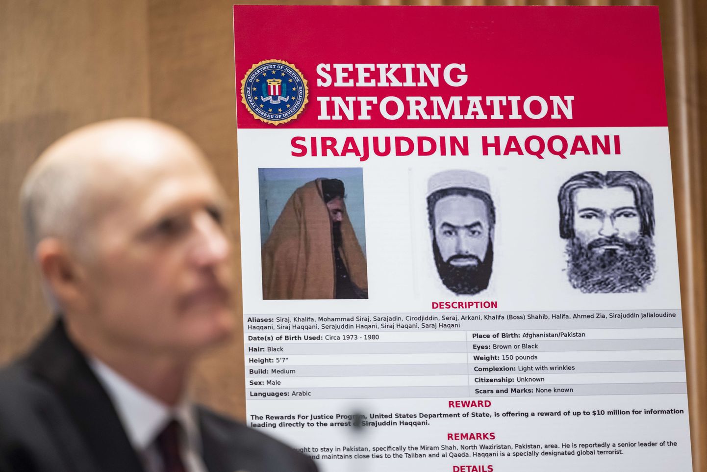 USA on Sirajuddin Haqqani tabamise eest välja pannud 10 miljoni dollari suuruse vaevatasu.