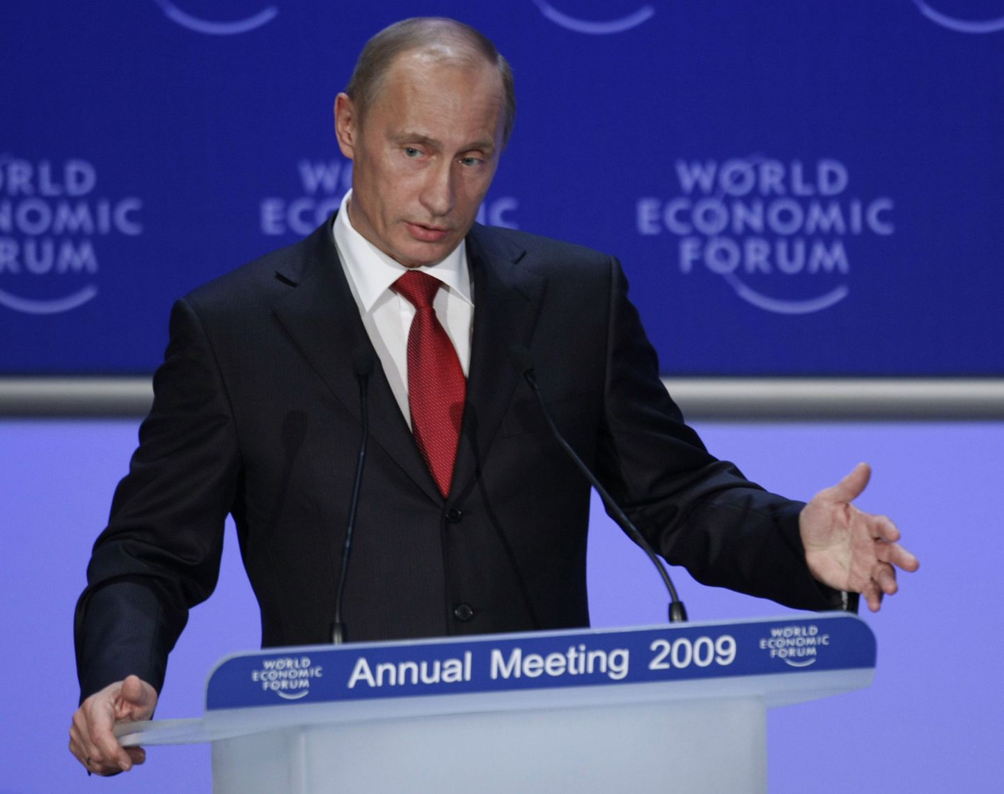 Vene peaminister Vladimir Putin Davosi majandusfoorumil 28. jaanuaril 2009.