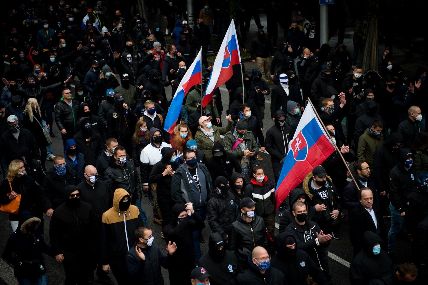 Акция протеста в Братиславе против ужесточения карантинных мер в Словакии.