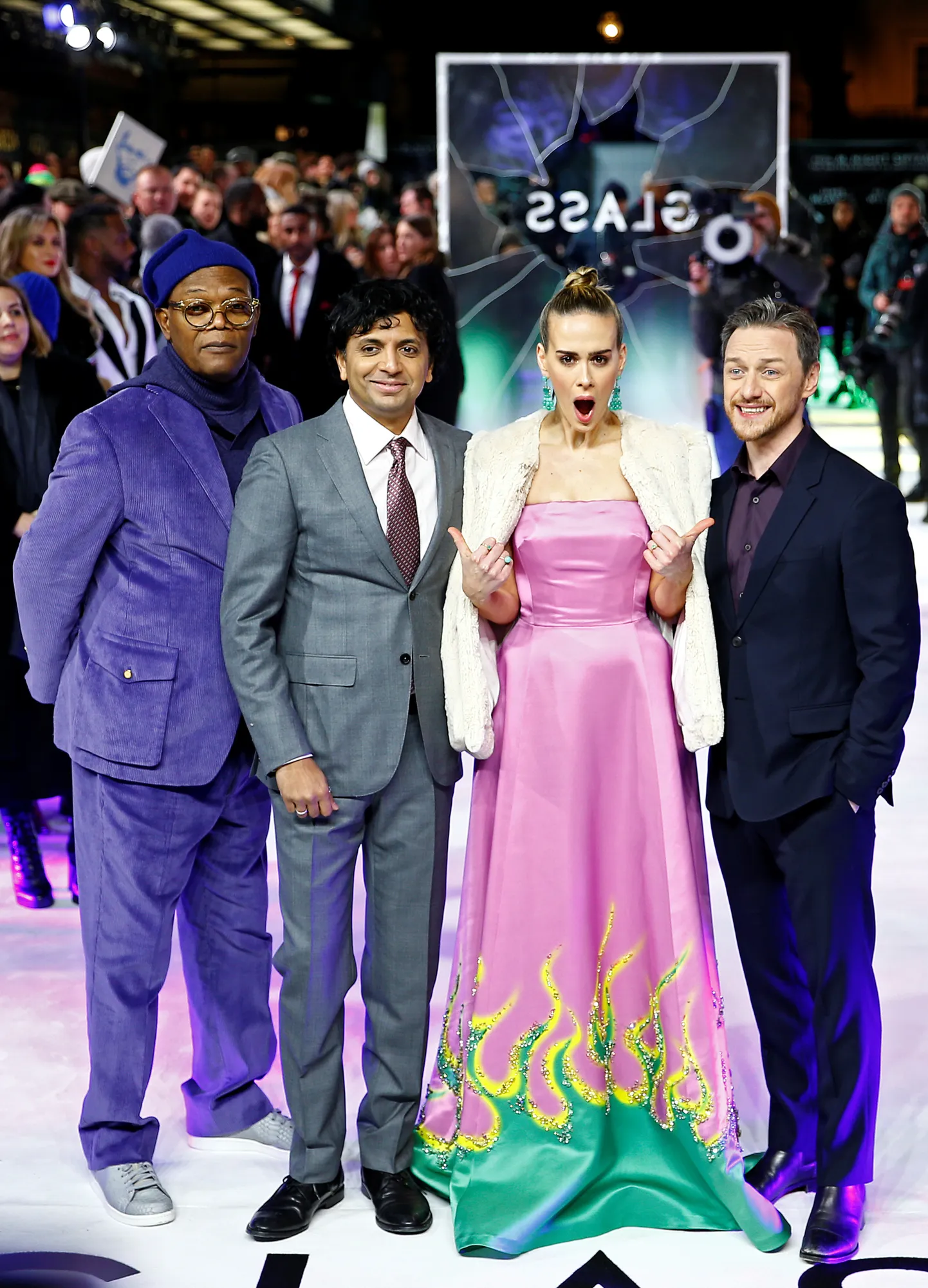 Samuel L. Jackson, M. Night Shyamalan, Sarah Paulson ja James McAvoy «Klaasi» esilinastusel Londonis