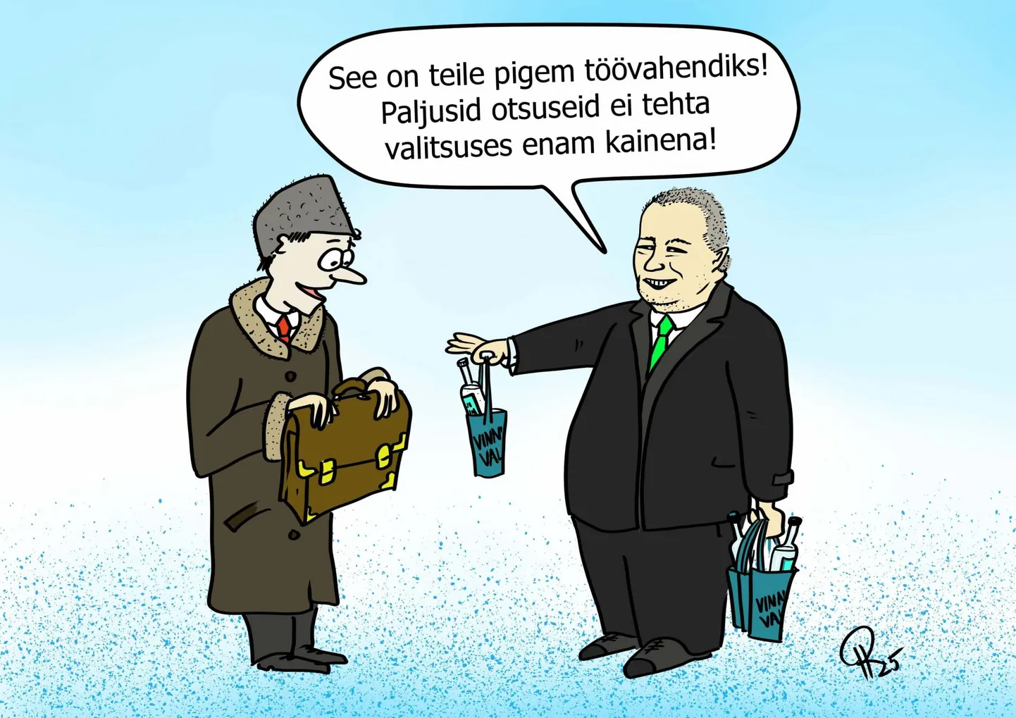 Nädala karikatuur "Vinnis tuuakse viinad lauale".