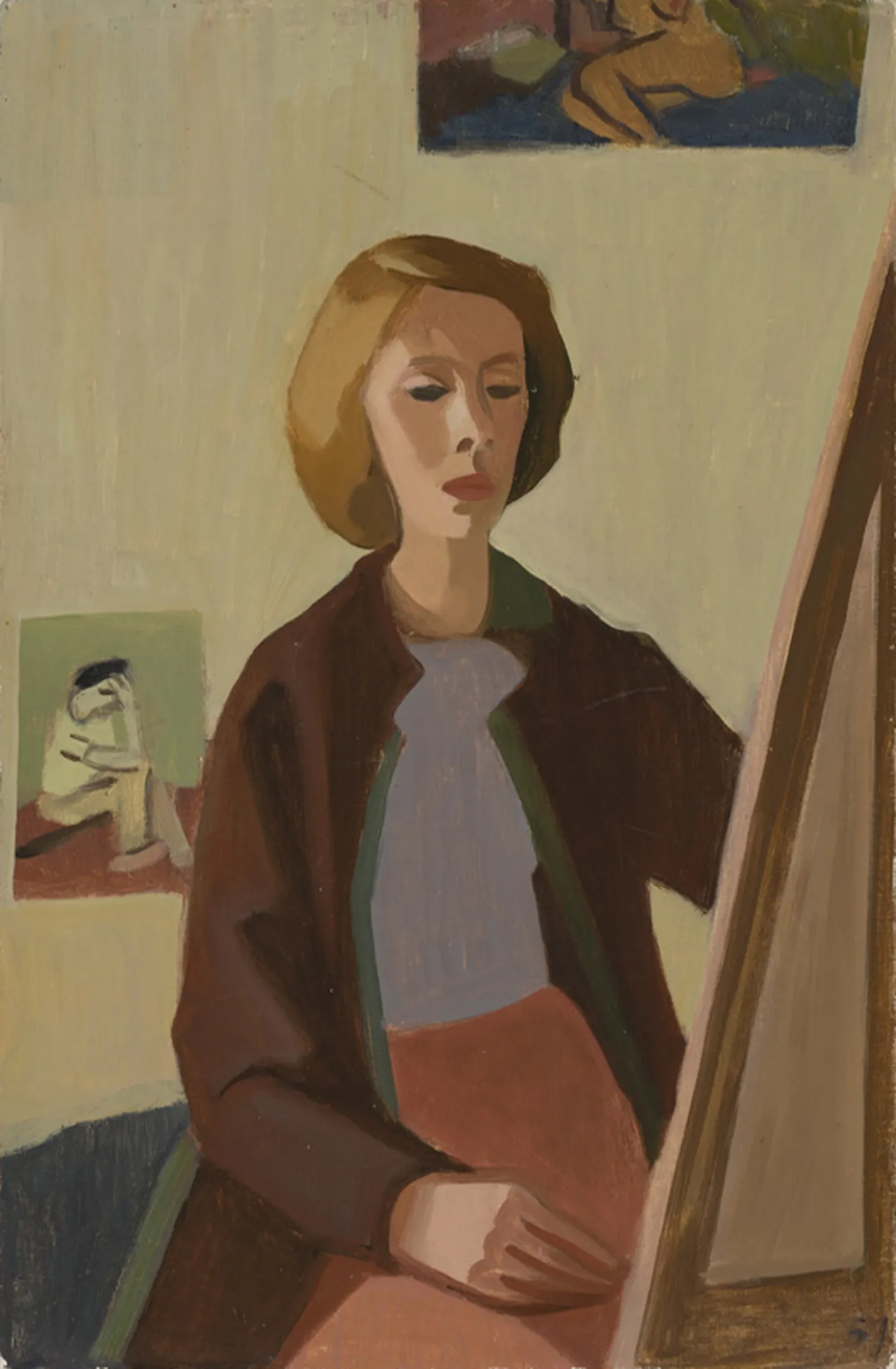 Silvia Jõgever. Autoportree 1957.Õli, lõuend Mõõdud: 69,5 x 49 cm Eesti Kunstimuuseum