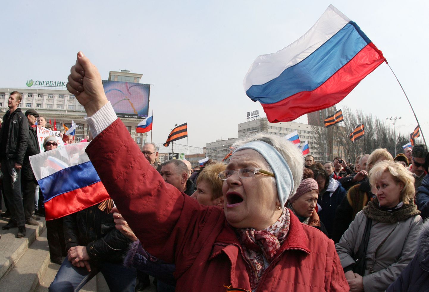 Venemeelsete meeleavaldus kevadel Donetskis.