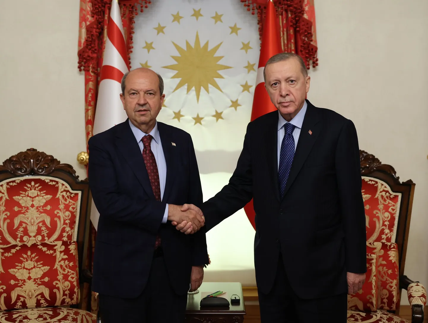 Türgi president Recep Tayyip  Erdoğan kohtumas tunnustamata Põhja-Küprose Türgi Vabariigi liidri Ersin Tatariga mullu detsembris. Foto on illustratiivne.