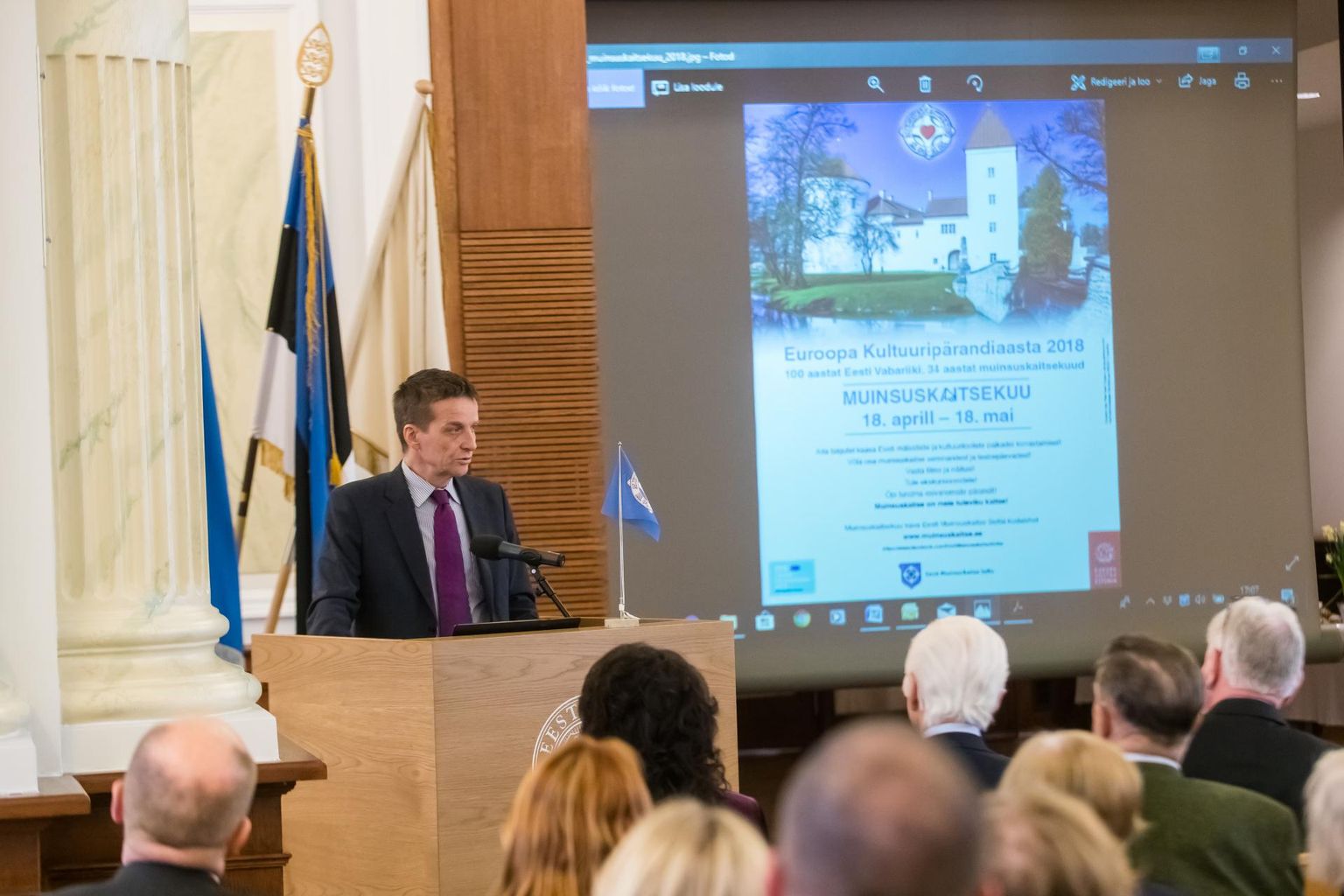 Eesti Muinsuskaitse Seltsi vabatahtlikke tunnustamine möödunud aastal.