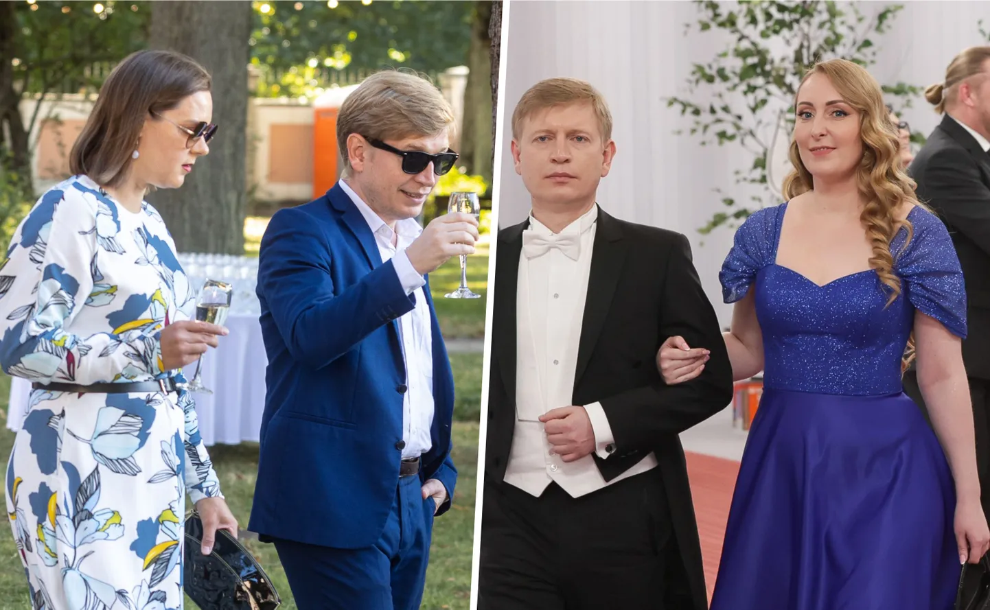 Vene Delfi peatoimetaja Andrei Šumakov kaaslastega 20. augustil 2024 presidendi roosiaias ja 24. veebruaril 2025 Estonias.