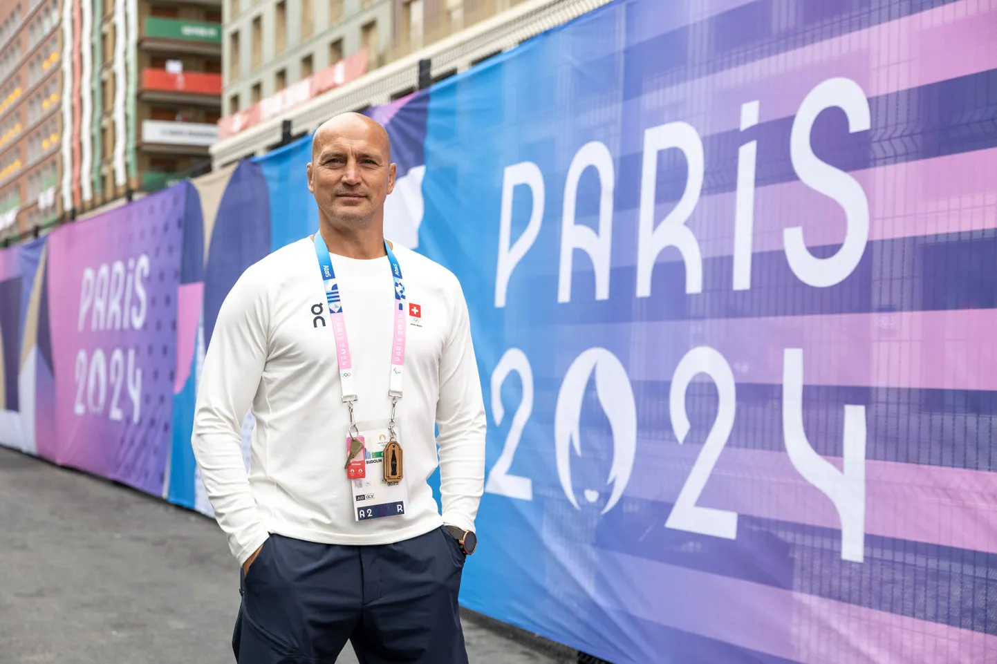 Šveitsi judokoondise peatreener Aleksei Budõlin Pariisi olümpiakülas.