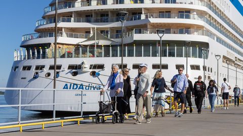 Suur hulk laevu sadamas ⟩ Ristlusturistid mekkisid Tallinna vanalinnas karuliha