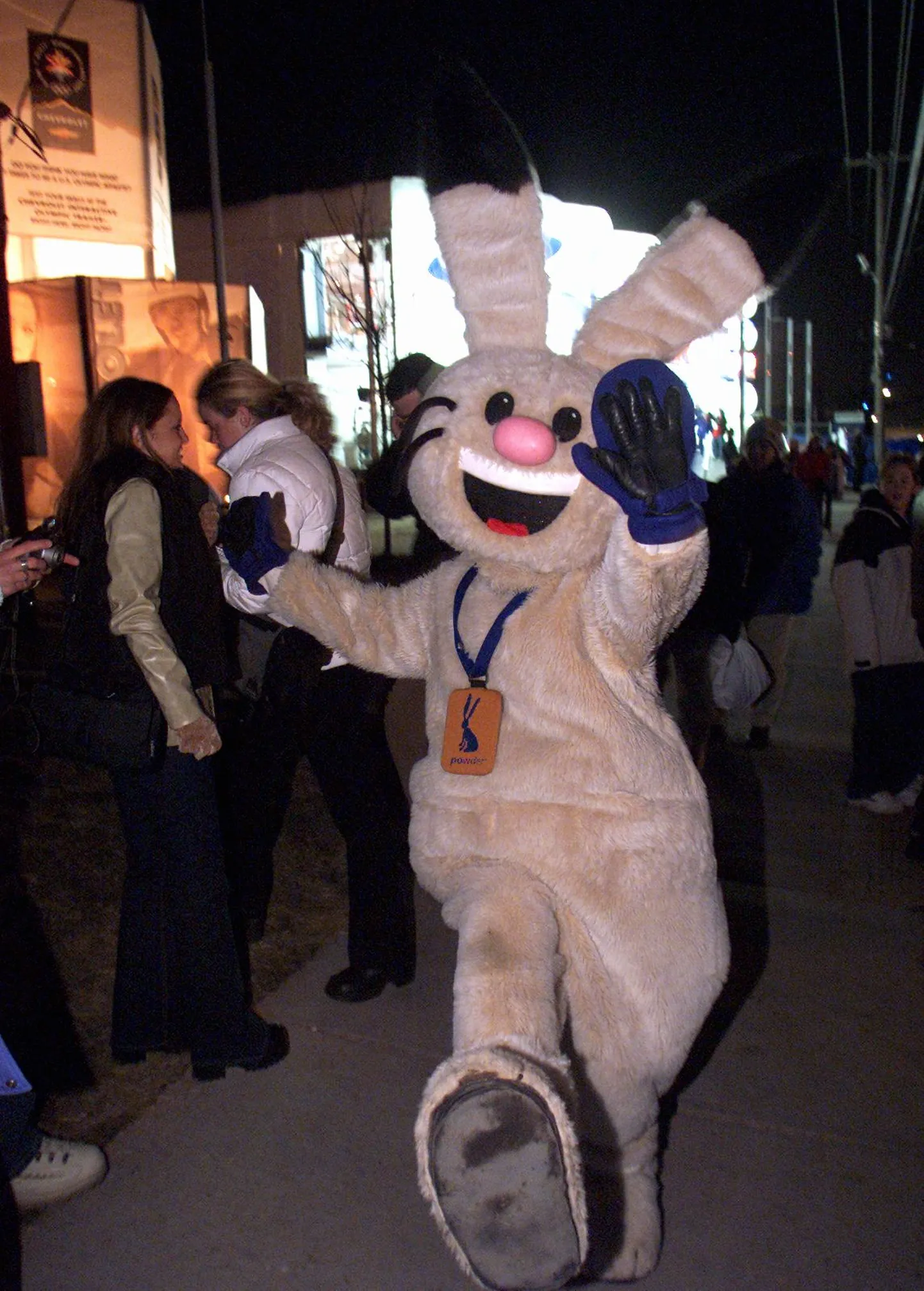 Человек в костюме зайца.