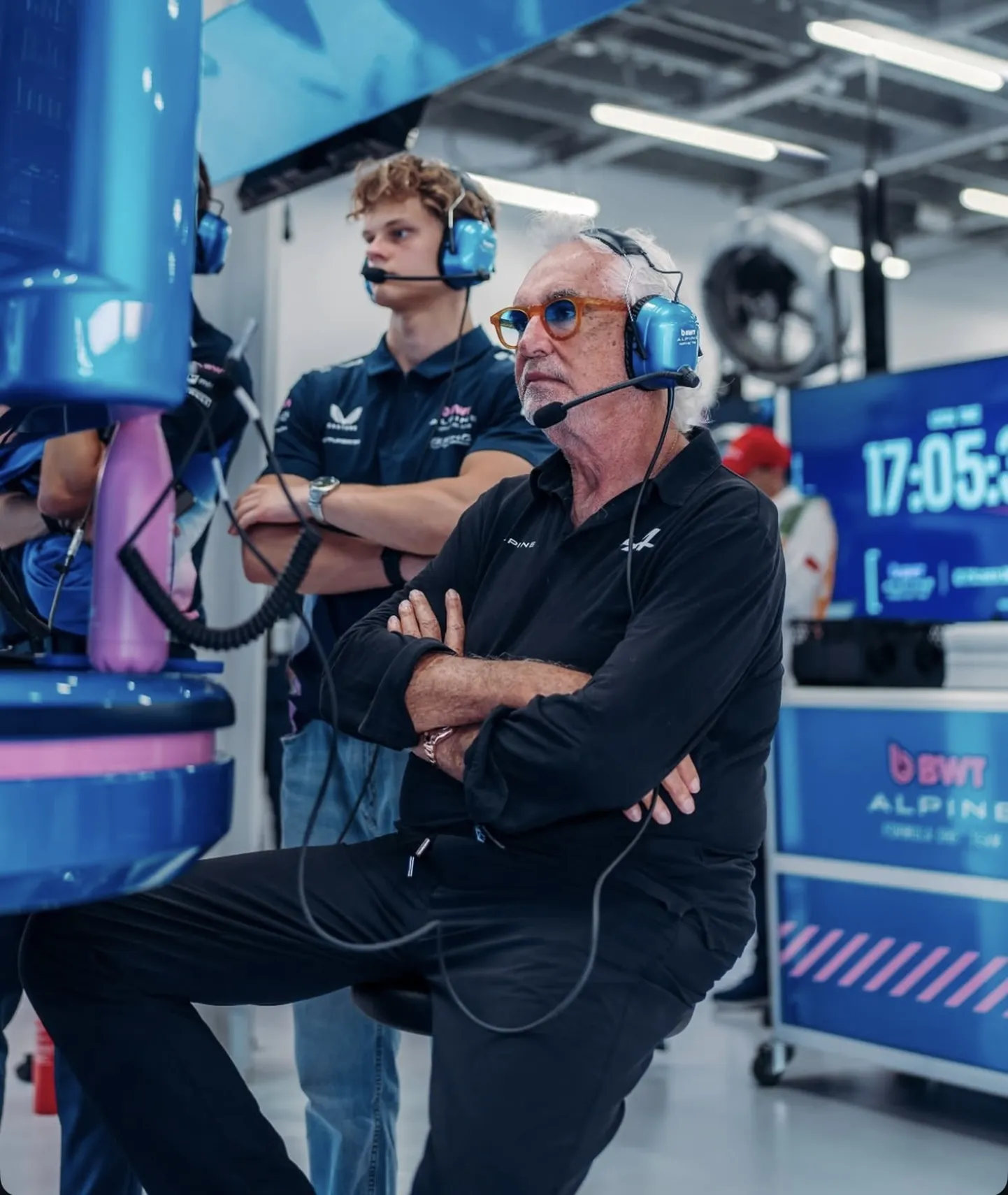 Paul Aron (vasakul) ja Alpine'i F1 tiimi nõuandja Flavio Briatore.