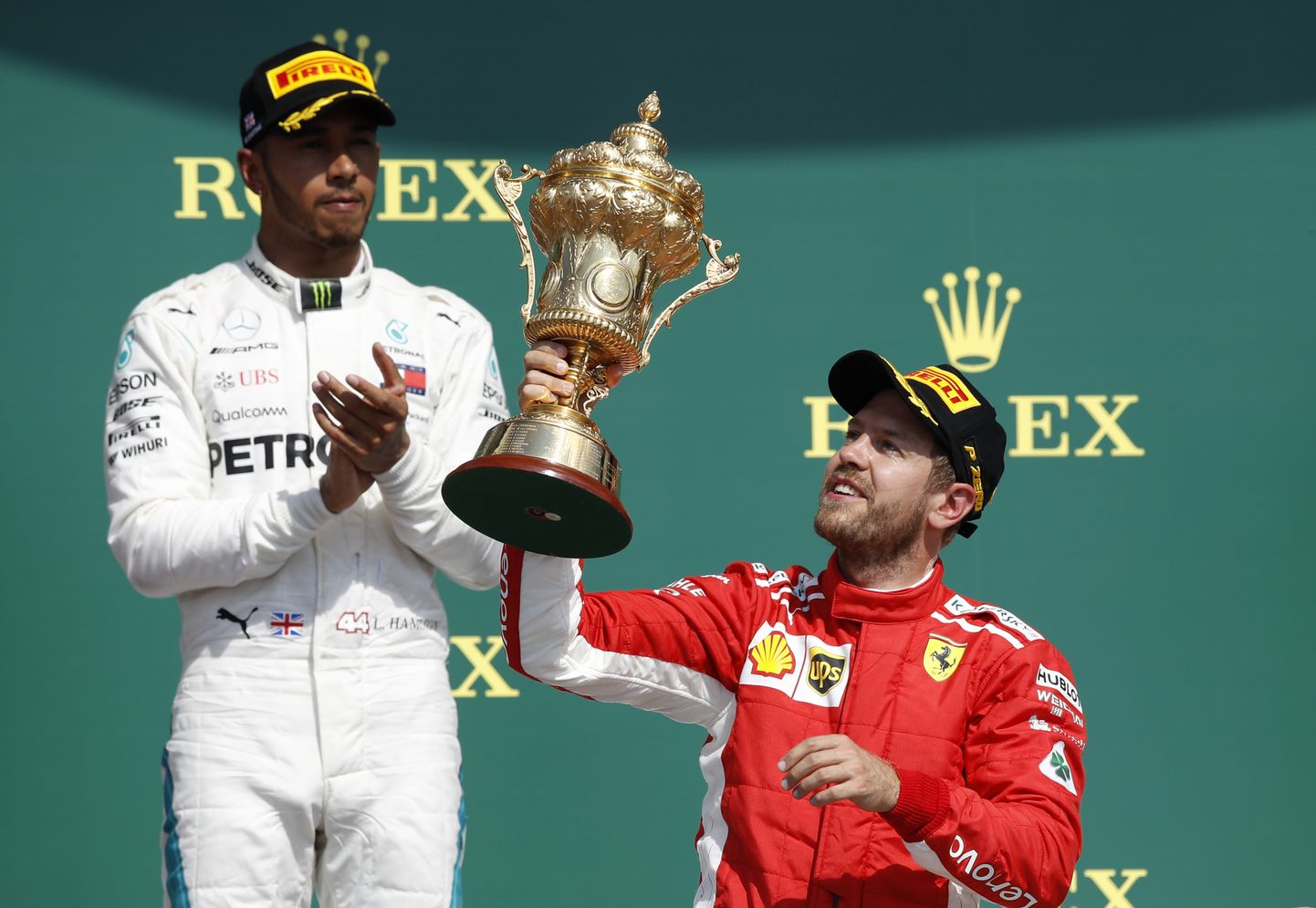 KUMB ON PAREM TÄNAVU? Igipõlised rivaalid Lewis Hamilton (Mercedes) ja Sebastian Vettel (Ferrari).
