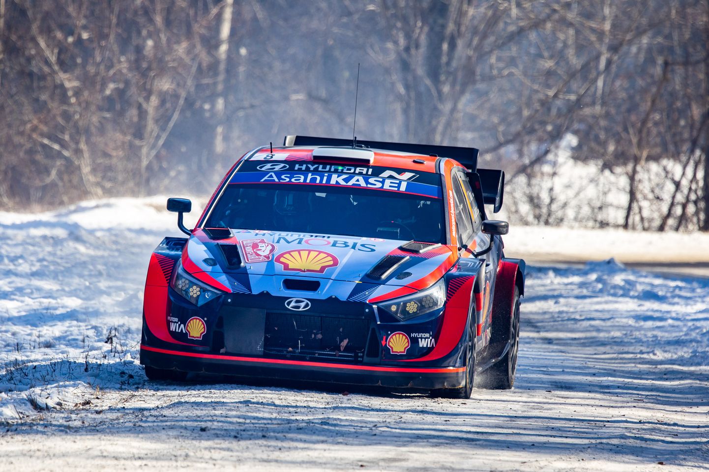 Ott Tänak ja Martin Järveoja Hyundai i20 Rally1-autoga Monte Carlo rallil 2022. aastal.